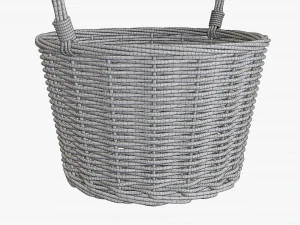 light brown wicker basket with handle 3D Model