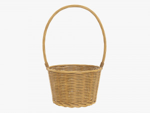 medium brown wicker basket with handle 3D Модель