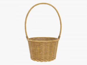 medium brown wicker basket with handle 3D Model