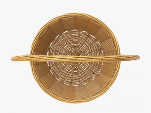 medium brown wicker basket with handle 3D Модель