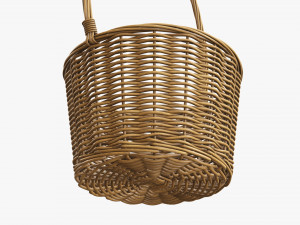 medium brown wicker basket with handle 3D Модель