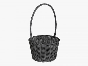 medium brown wicker basket with handle 3D Модель