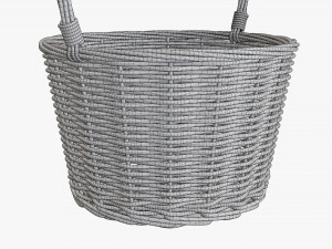 medium brown wicker basket with handle 3D Модель