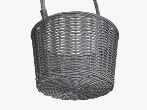 medium brown wicker basket with handle 3D Модель