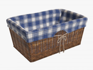 dark brown rectangular wicker basket with fabric Modelo 3D