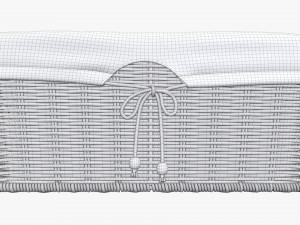 dark brown rectangular wicker basket with fabric Model 3D