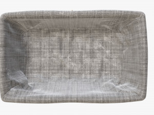 light brown rectangular wicker basket with fabric Model 3D