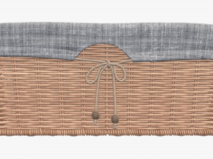 light brown rectangular wicker basket with fabric Model 3D