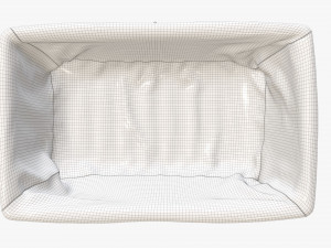 light brown rectangular wicker basket with fabric Model 3D