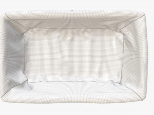 light brown rectangular wicker basket with fabric 3D Model
