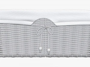 light brown rectangular wicker basket with fabric 3D Model