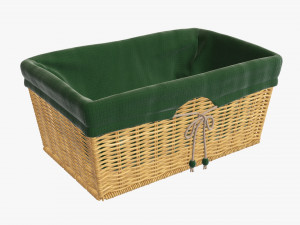 medium brown rectangular wicker basket with fabric 3D Модель