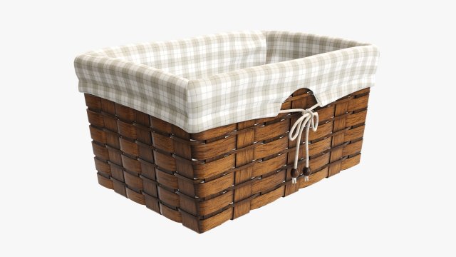 dark brown wicker basket with fabric interior Model 3D .c4d .max .obj .3ds .fbx .stl .blend 
