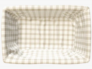 dark brown wicker basket with fabric interior 3D Model