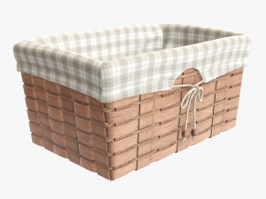 light brown wicker basket with fabric interior Modelo 3D