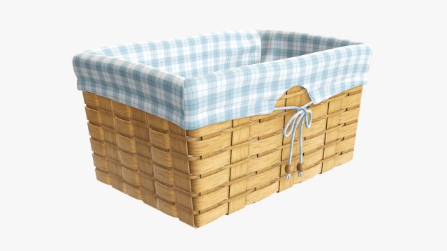 medium brown wicker basket with fabric interior Modèle 3D .c4d .max .obj .3ds .fbx .stl .blend 