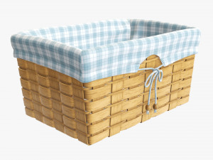 medium brown wicker basket with fabric interior 3D 모델