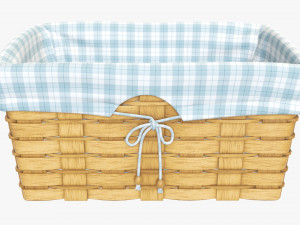 medium brown wicker basket with fabric interior Modèle 3D