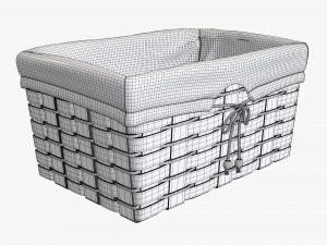 medium brown wicker basket with fabric interior Modèle 3D
