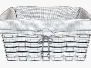 medium brown wicker basket with fabric interior Modèle 3D
