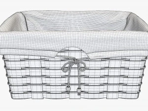medium brown wicker basket with fabric interior 3D Model