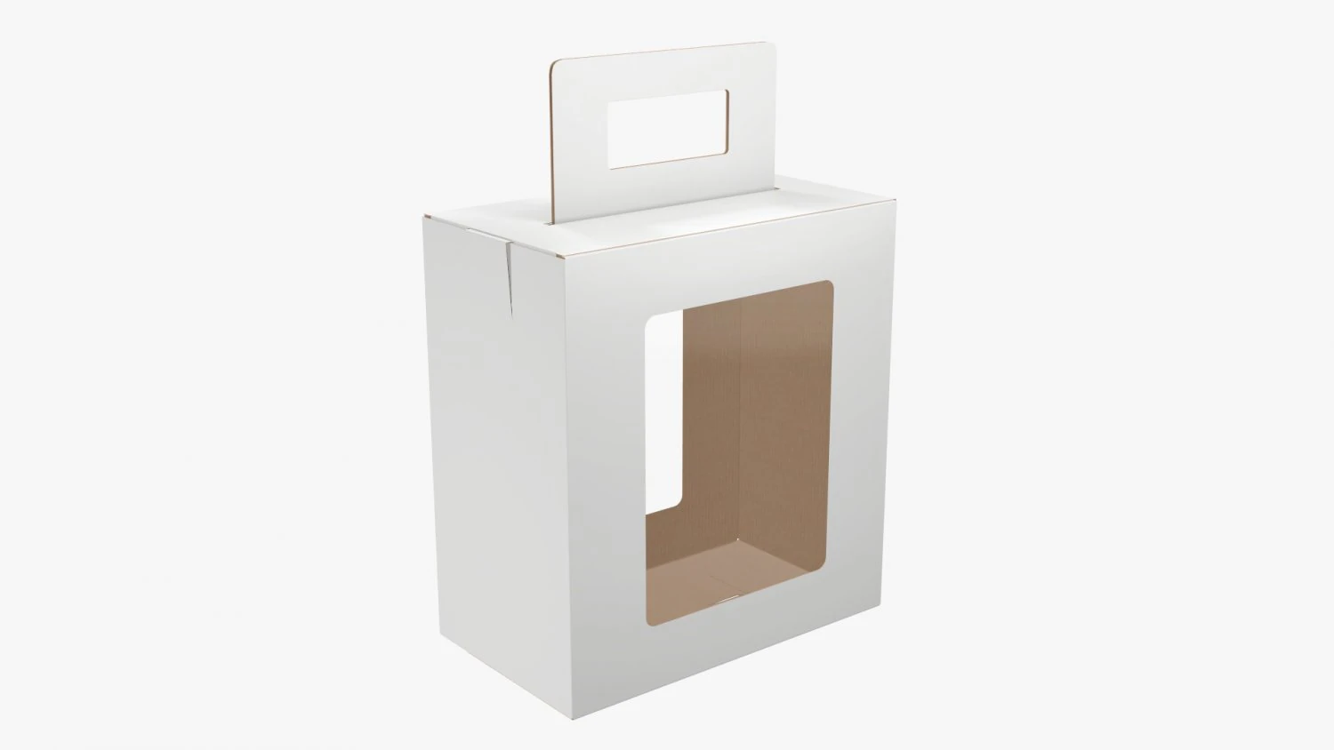 Empty Carrying Cardboard Corrugated Box With Handle 02 3D Model .c4d .max .obj .3ds .fbx .stl .blend 