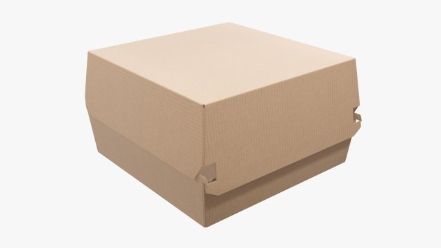 Empty Fastfood Cardboard Corrugated Box 3D Model .c4d .max .obj .3ds .fbx .stl .blend 