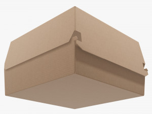 Empty Fastfood Cardboard Corrugated Box 3D Model