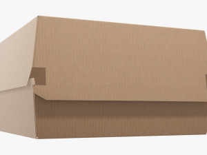 Empty Fastfood Cardboard Corrugated Box 3D Model