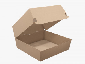 Empty Fastfood Cardboard Corrugated Box Open Modelo 3D