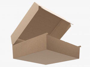 Empty Fastfood Cardboard Corrugated Box Open Modelo 3D