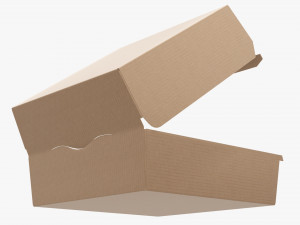 Empty Fastfood Cardboard Corrugated Box Open Modelo 3D