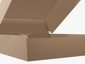 Empty Fastfood Cardboard Corrugated Box Open Modelo 3D