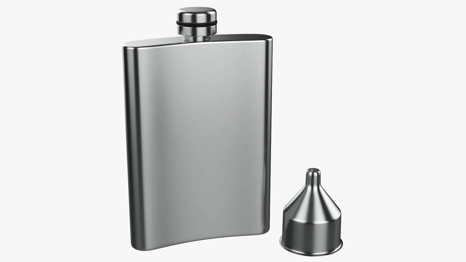 Flask Liquor Stainless Steel 01 3D Model .c4d .max .obj .3ds .fbx .stl .blend