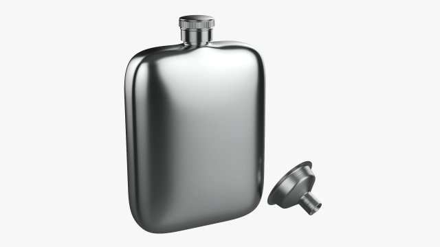 Flask Liquor Stainless Steel 04 Model 3D .c4d .max .obj .3ds .fbx .stl .blend 