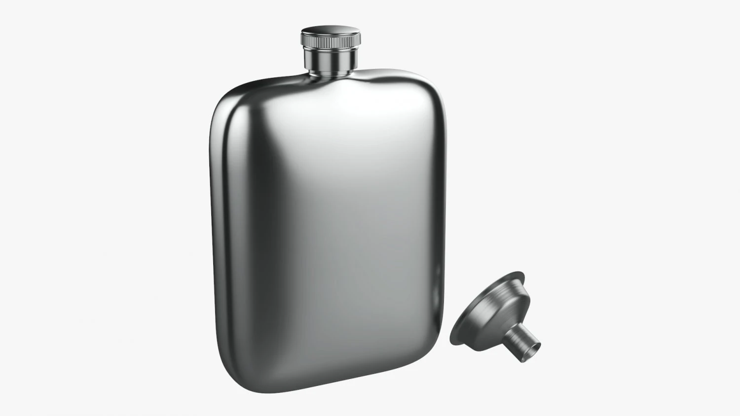 Flask Liquor Stainless Steel 04 3D Model .c4d .max .obj .3ds .fbx .stl .blend 