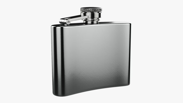 Flask Liquor Stainless Steel 06 3D Model .c4d .max .obj .3ds .fbx .stl .blend 