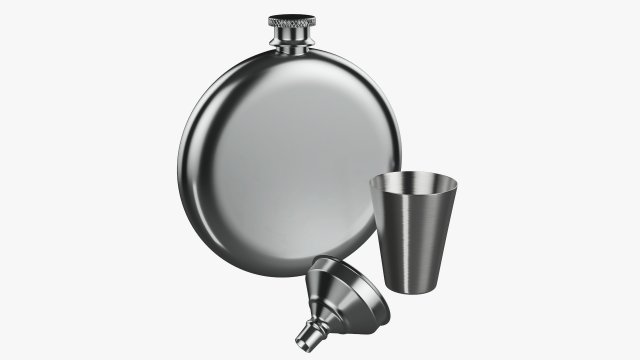Flask Liquor Stainless Steel 07 3Dモデル .c4d .max .obj .3ds .fbx .stl .blend 