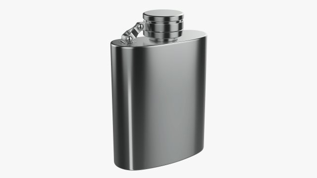 Flask Liquor Stainless Steel 09 3D Model .c4d .max .obj .3ds .fbx .stl .blend