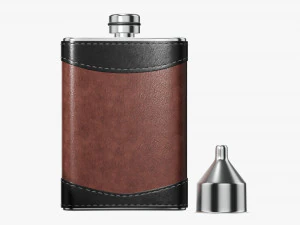 Flask Liquor Stainless Steel Leather Wrap 01 3D Model