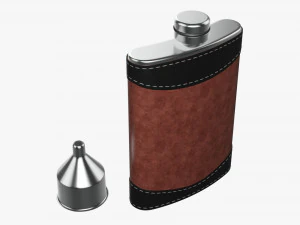 Flask Liquor Stainless Steel Leather Wrap 01 3D Model