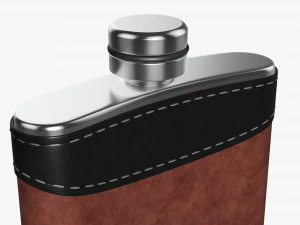 Flask Liquor Stainless Steel Leather Wrap 01 3D Model
