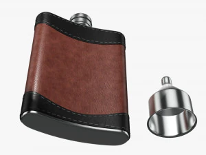 Flask Liquor Stainless Steel Leather Wrap 01 3D Model
