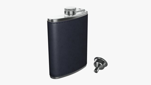 Flask Liquor Stainless Steel Leather Wrap 02 3D Model .c4d .max .obj .3ds .fbx .stl .blend 