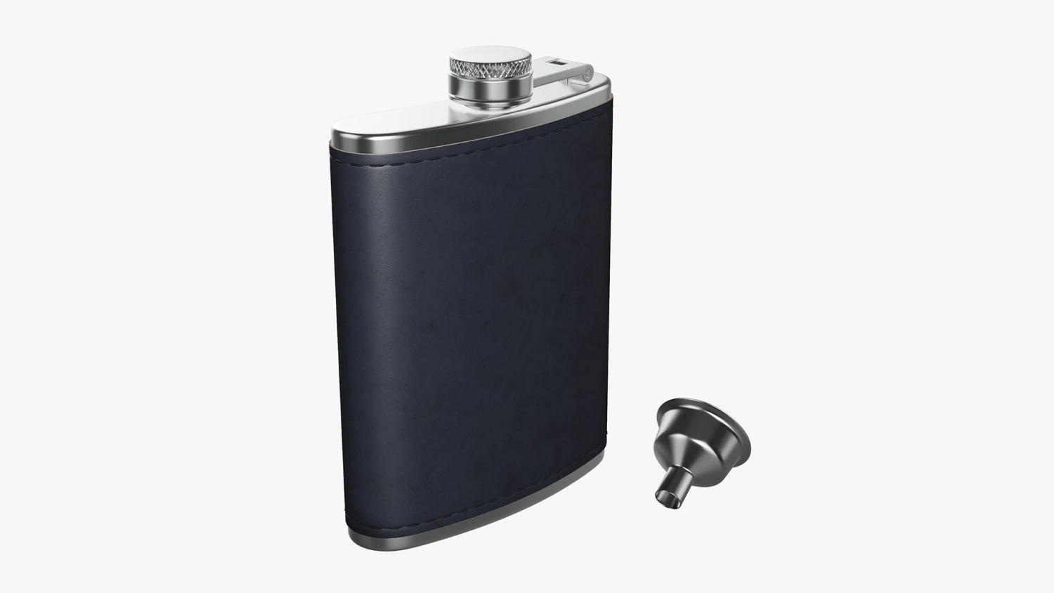 Flask Liquor Stainless Steel Leather Wrap 02 3D Model .c4d .max .obj .3ds .fbx .stl .blend 