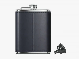 Flask Liquor Stainless Steel Leather Wrap 02 3D Model
