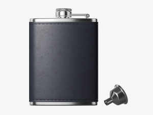 Flask Liquor Stainless Steel Leather Wrap 02 3D Model