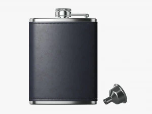 Flask Liquor Stainless Steel Leather Wrap 02 3D Model