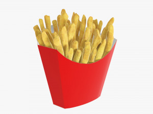 French Fries With Fastfood Paper Box 01 3D Model