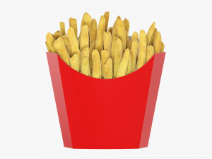 French Fries With Fastfood Paper Box 01 3D Model